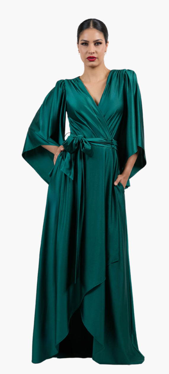 VESTIDO LARGO VERDE/CAFE 57198