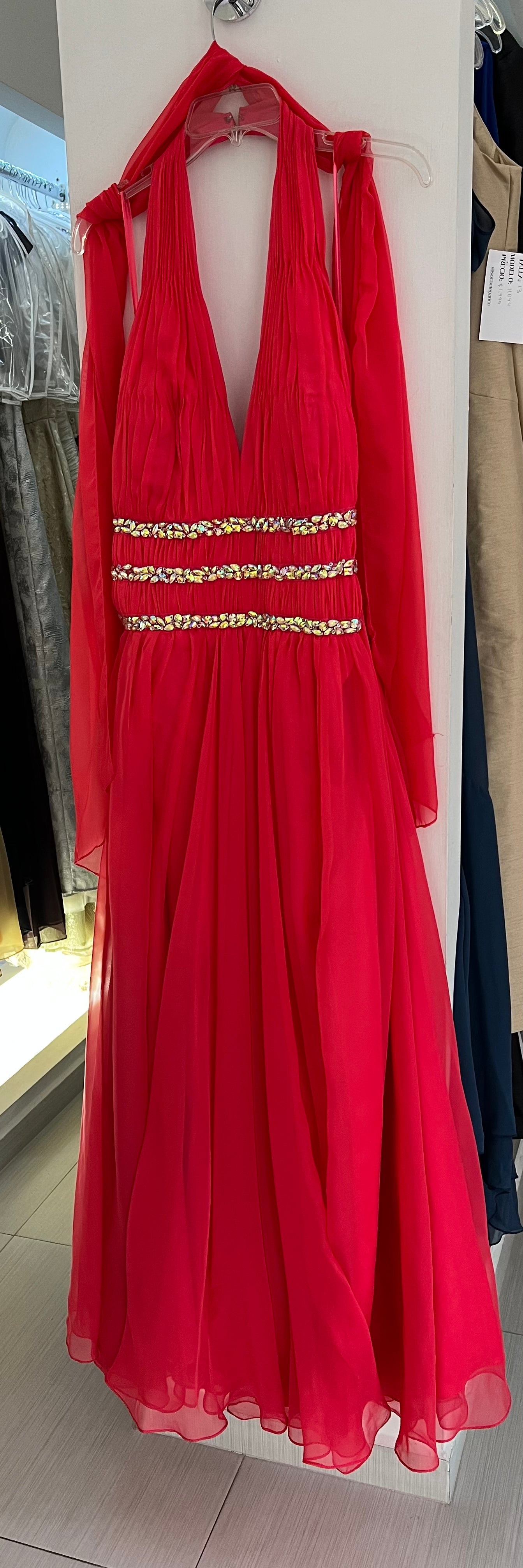 VESTIDO LARGO CORAL BORDADO