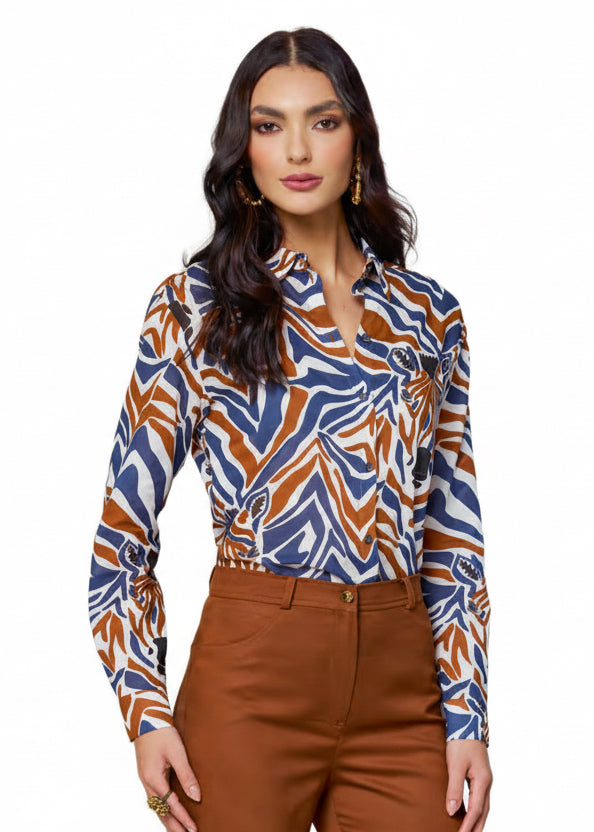 BLUSA AZUL ESTAMPADA 126368