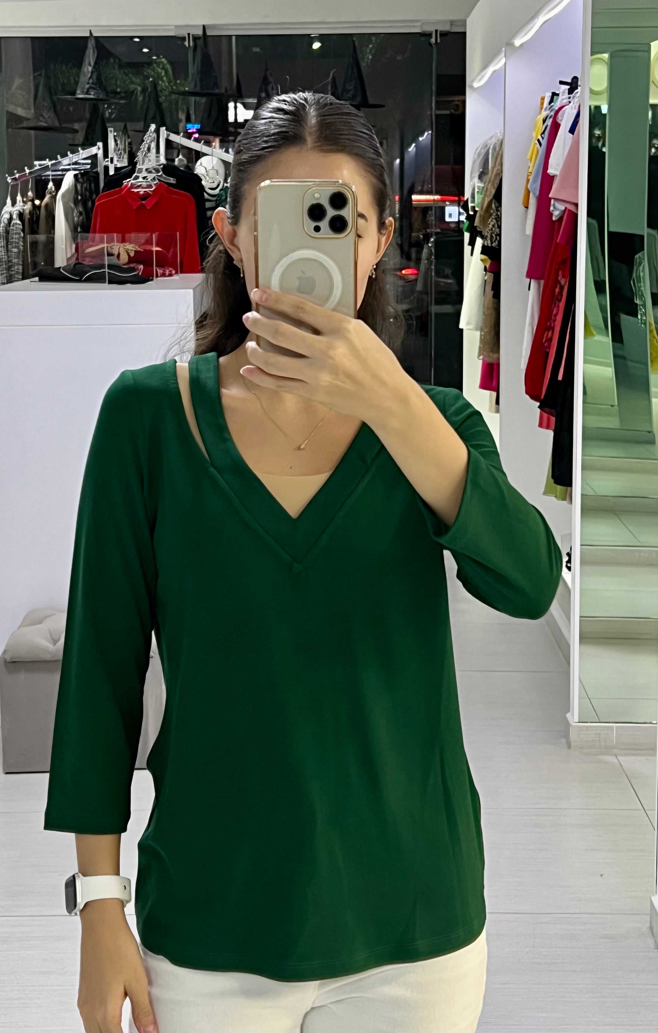 BLUSA BÁSICA NEGRA/VERDE