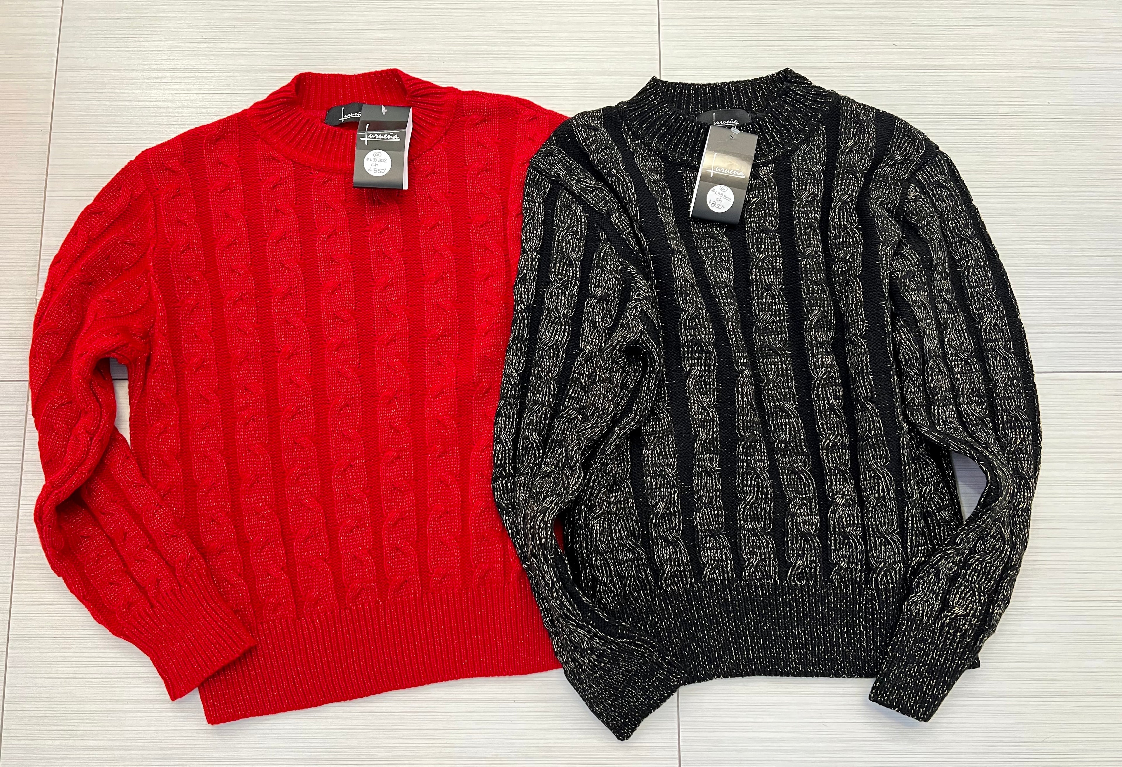 SUETER TEJIDO ROJO/DORADO