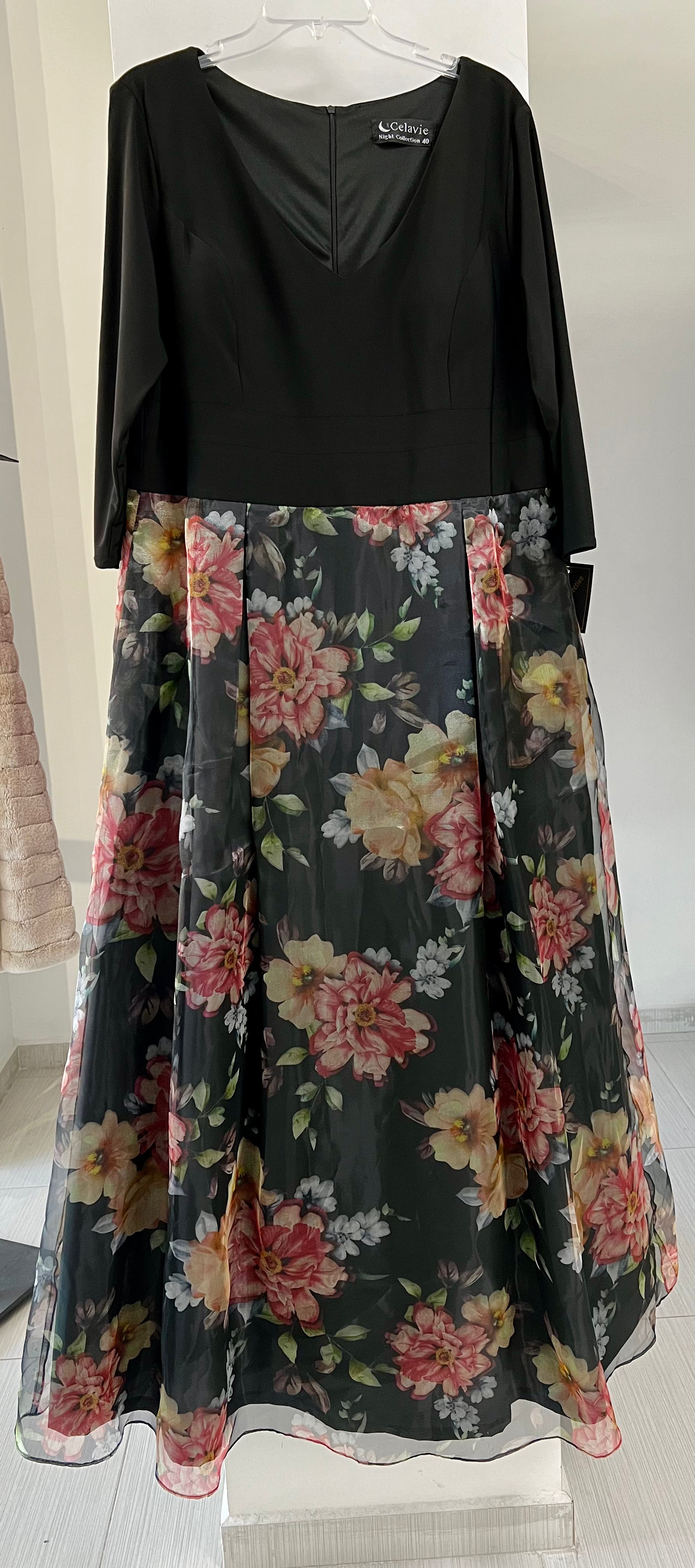 VESTIDO LARGO MARINO/NEGRO ESTAMPADO