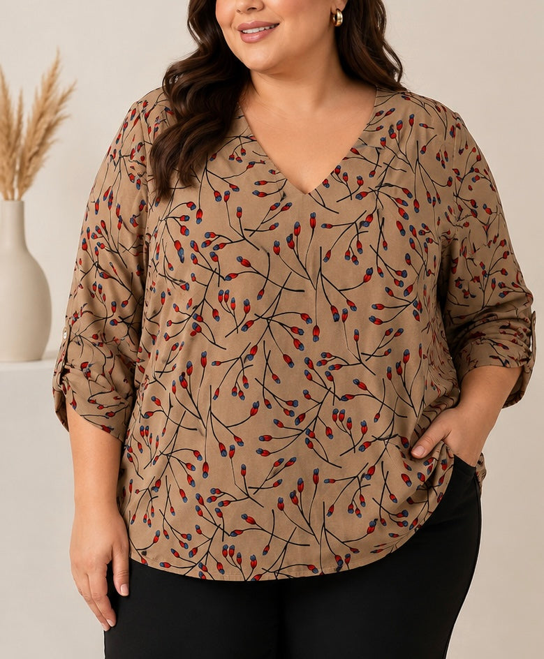 BLUSA BEIGE ESTAMPADA L37164