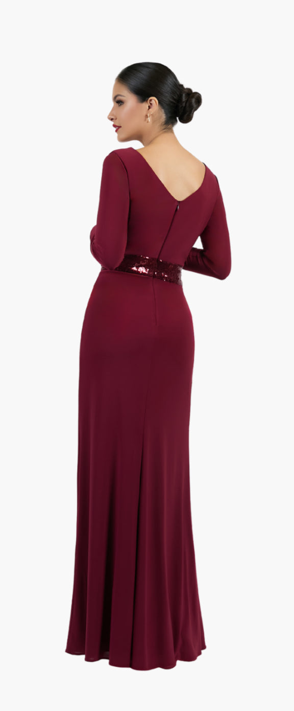 VESTIDO LARGO VINO 57266