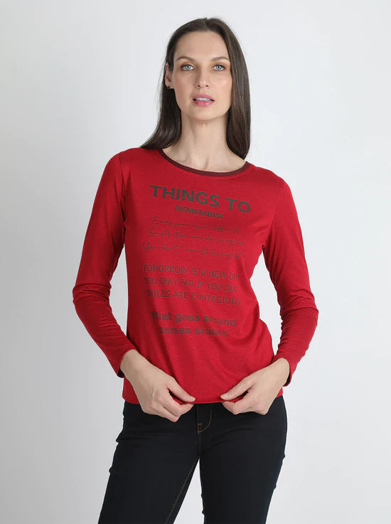 BLUSA ROJA ESTAMPADA