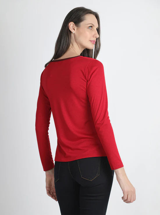 BLUSA ROJA ESTAMPADA