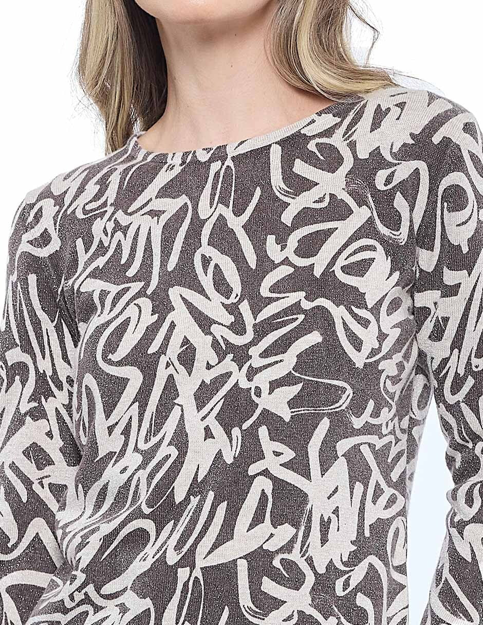 BLUSA CAFÉ ESTAMPADA 225924