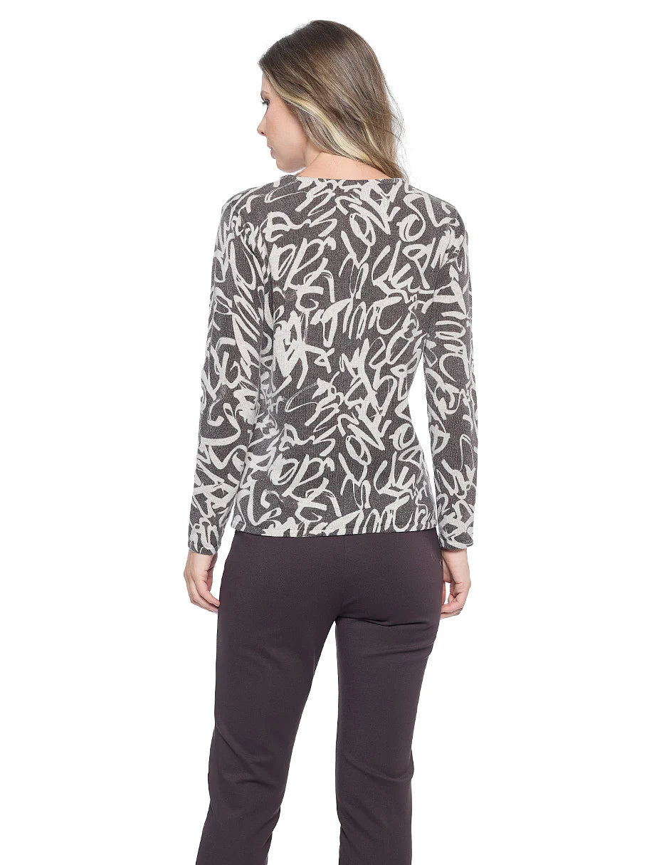 BLUSA CAFÉ ESTAMPADA 225924