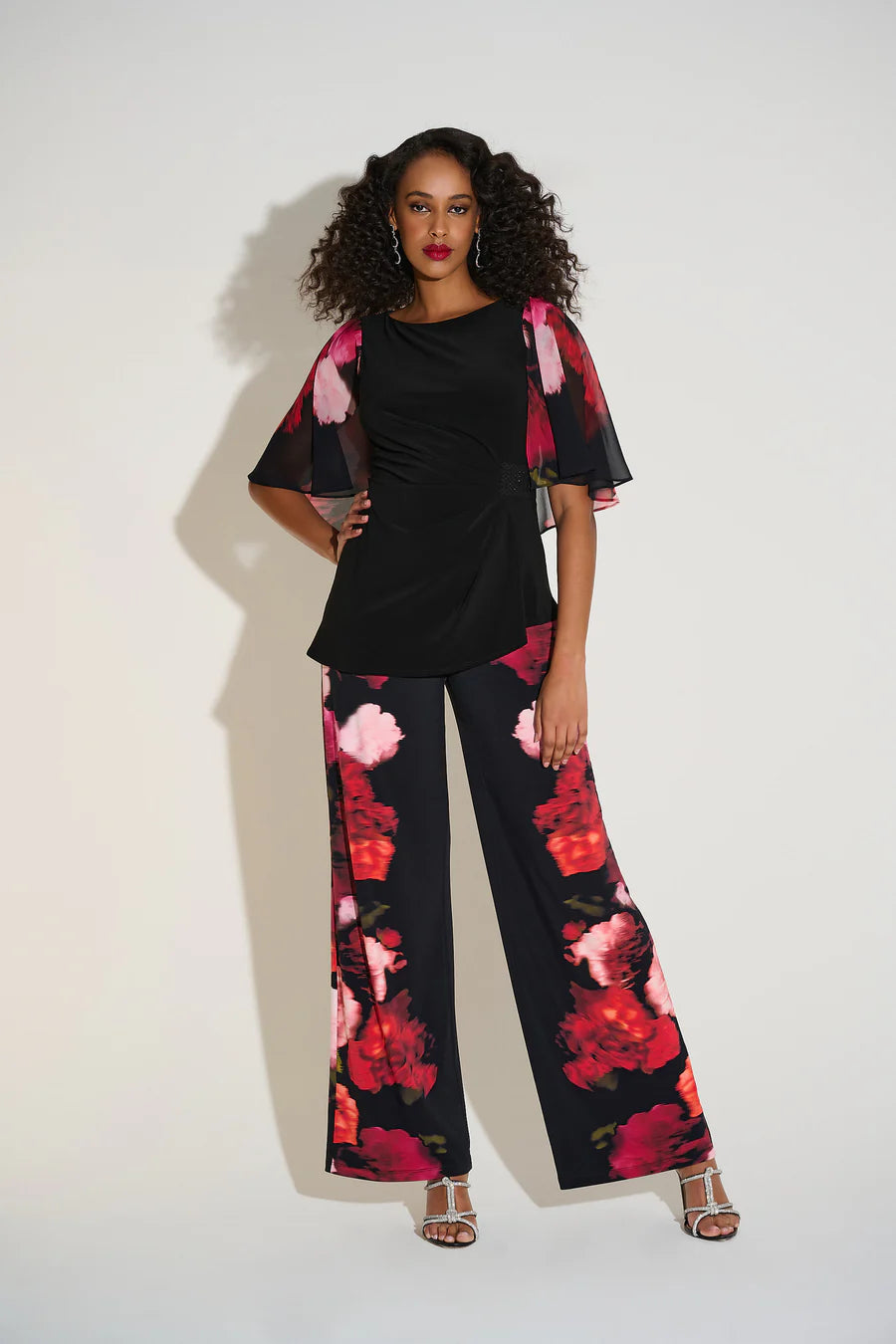 PANTALÓN PALAZZO NEGRO ESTAMPADO 253767