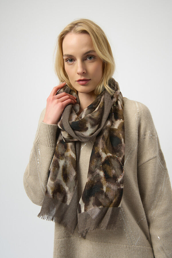 BUFANDA BEIGE ESTAMPADA 254973