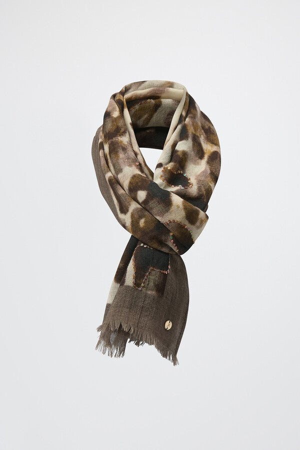 BUFANDA BEIGE ESTAMPADA 254973
