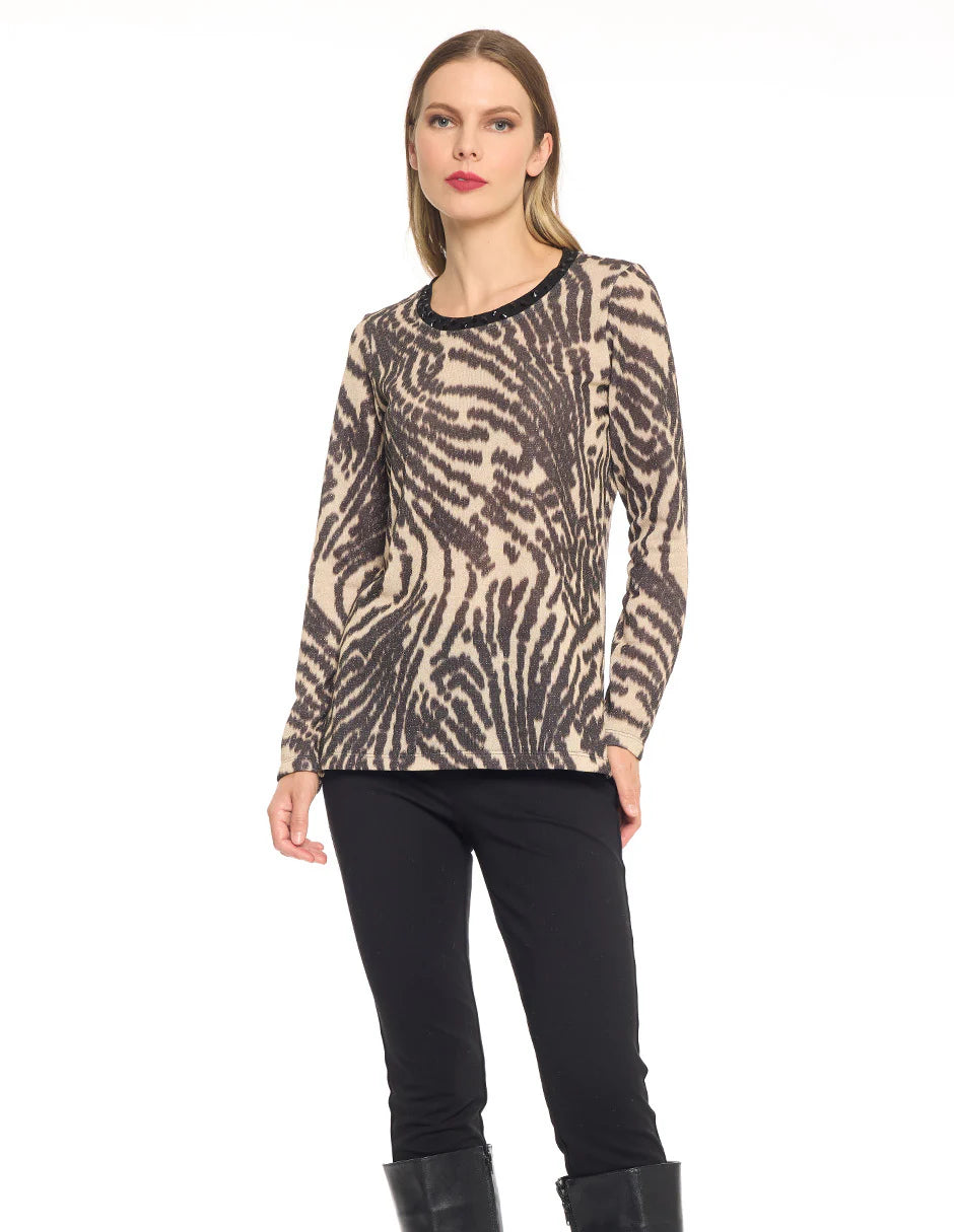BLUSA BEIGE ESTAMPADA 225965