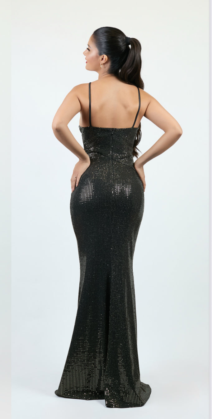VESTIDO LARGO DORADO 57299