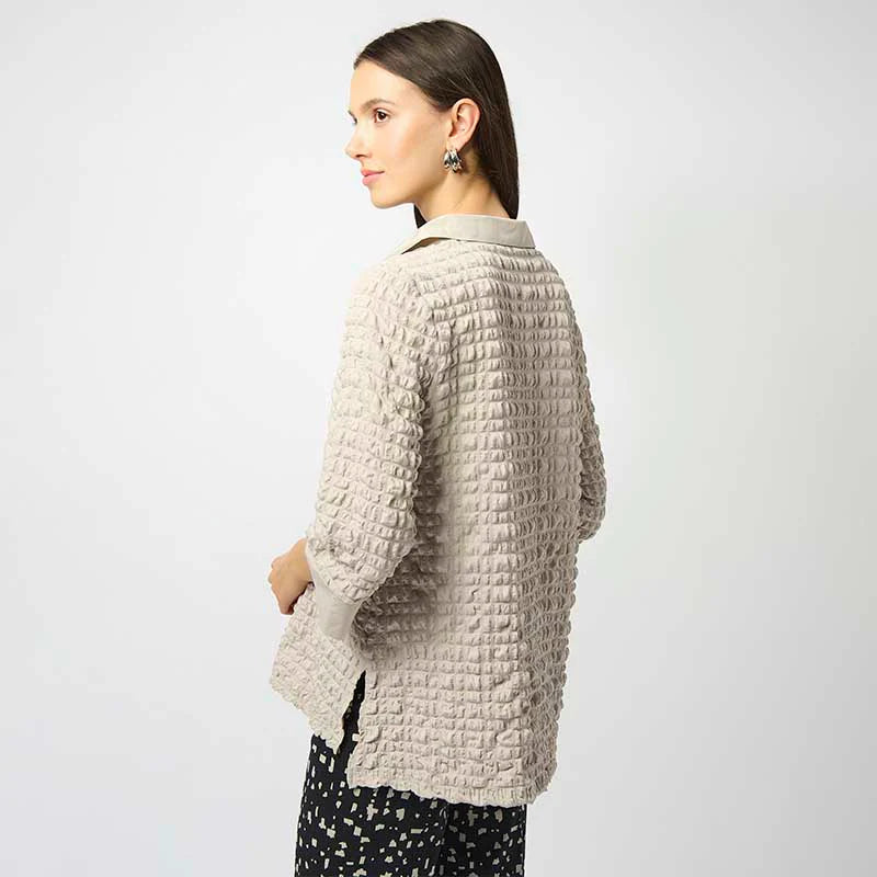 BLUSA BEIGE CORRUGADA 253070
