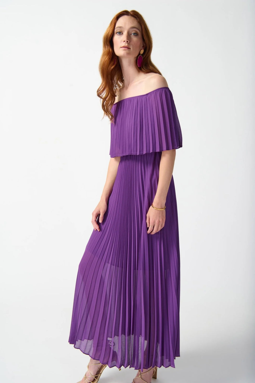 VESTIDO MIDI MORADO PLIZADO