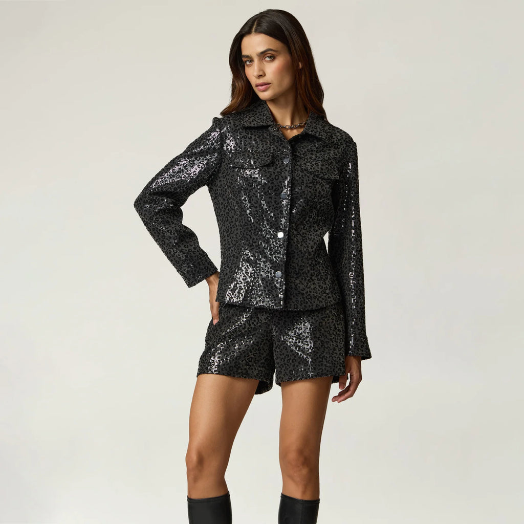 CHAQUETA NEGRA PRINT BORDADA R22547