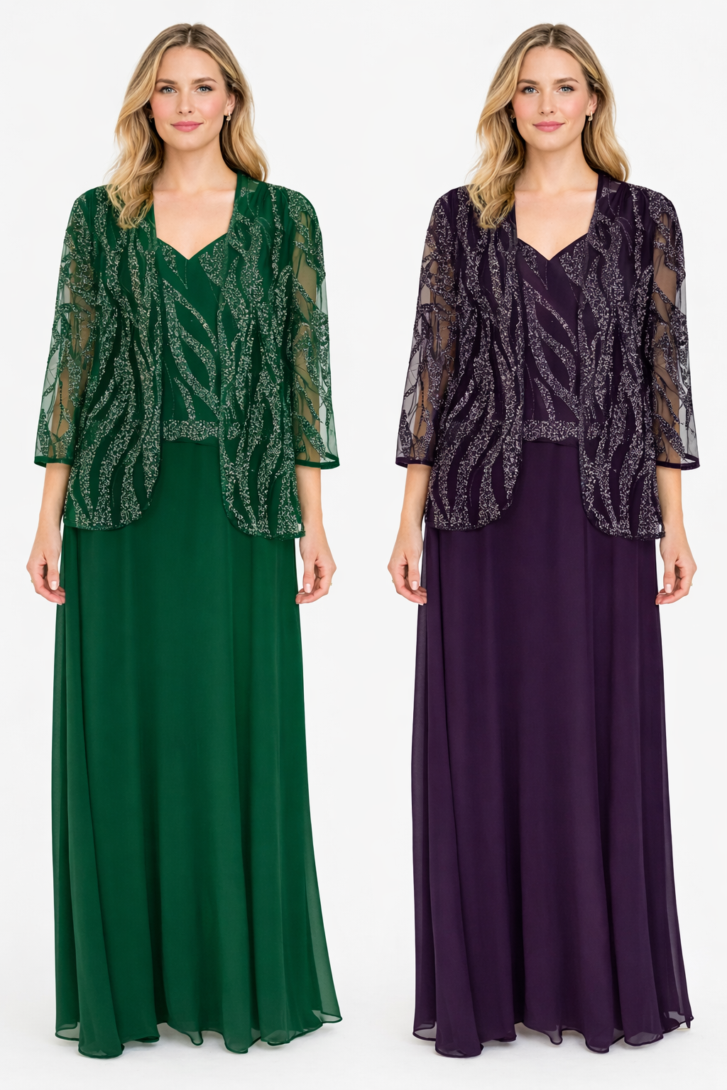 VESTIDO LARGO NEGRO/UVA/VERDE 9001