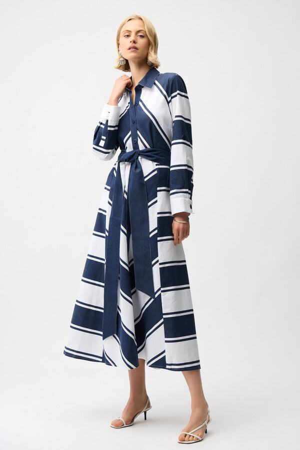 VESTIDO MIDI MARINO/BLANCO 261936