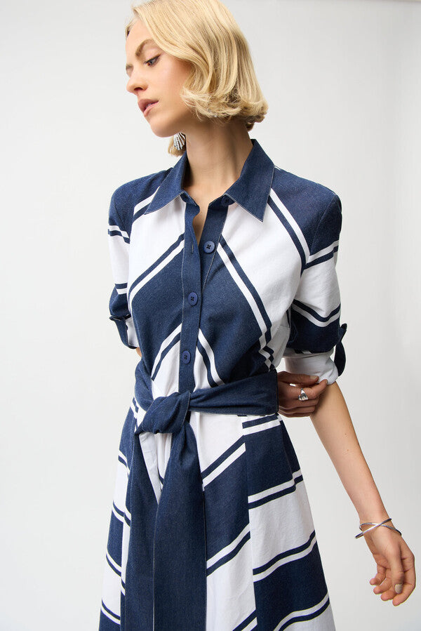 VESTIDO MIDI MARINO/BLANCO 261936