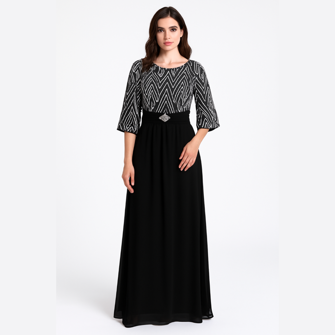 VESTIDO LARGO NEGRO 9143