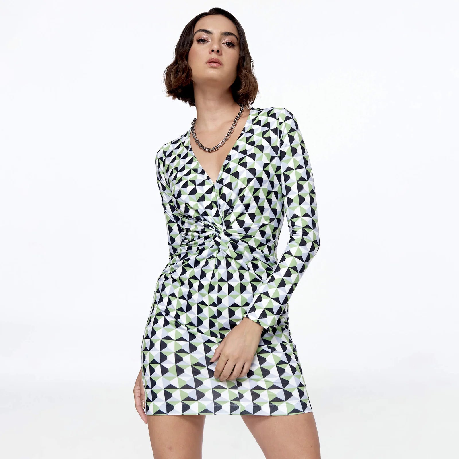 VESTIDO CORTO BLANCO ESTAMPADO