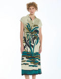VESTIDO MIDI VERDE ESTAMPADO 126236