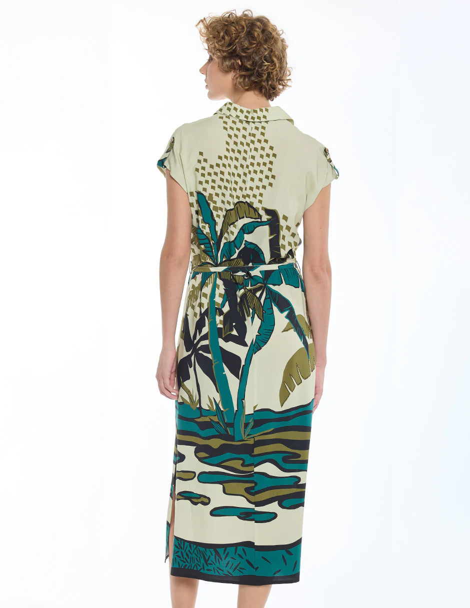 VESTIDO MIDI VERDE ESTAMPADO 126236