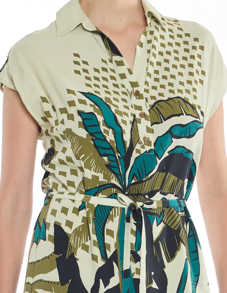 VESTIDO MIDI VERDE ESTAMPADO 126236
