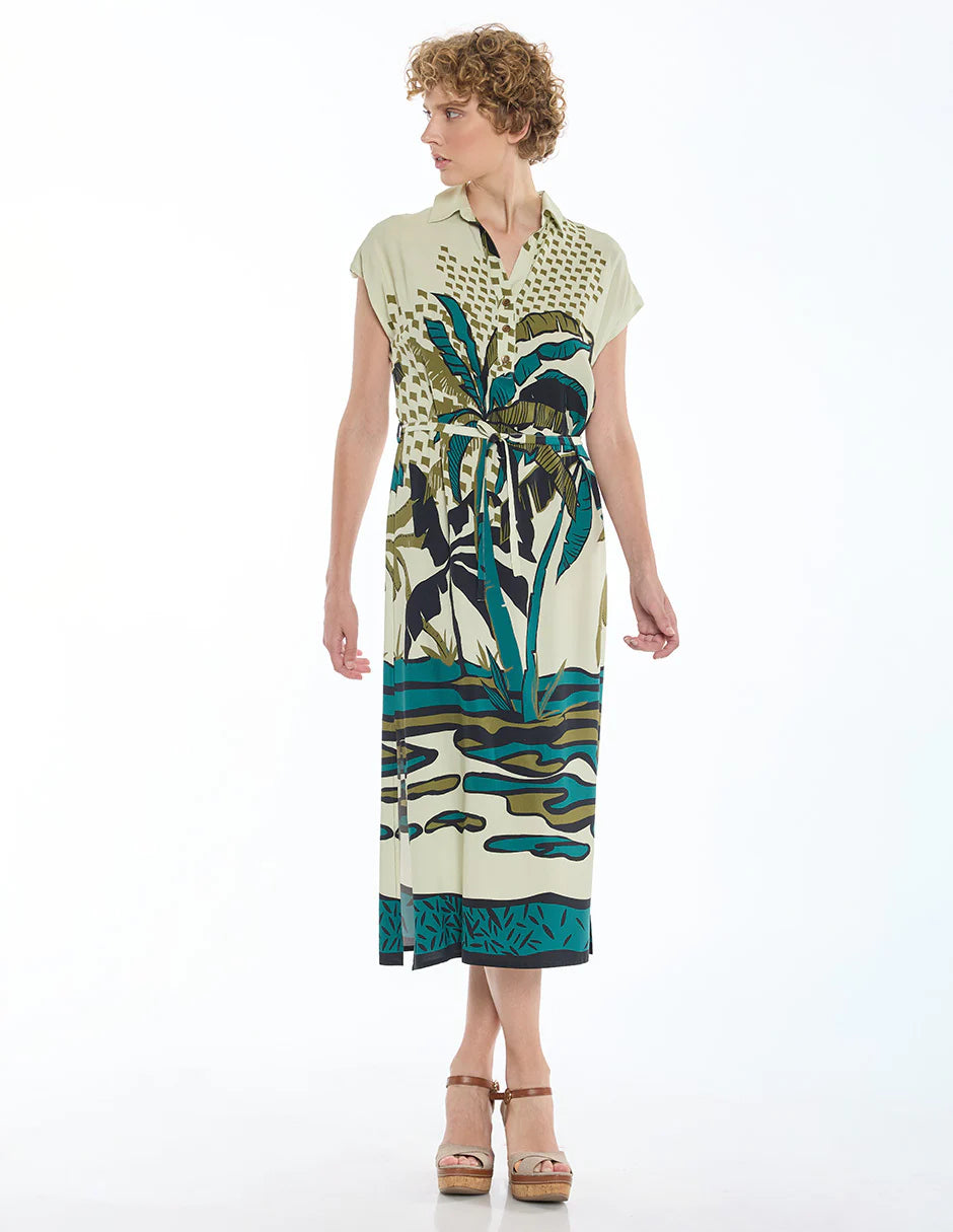 VESTIDO MIDI VERDE ESTAMPADO 126236