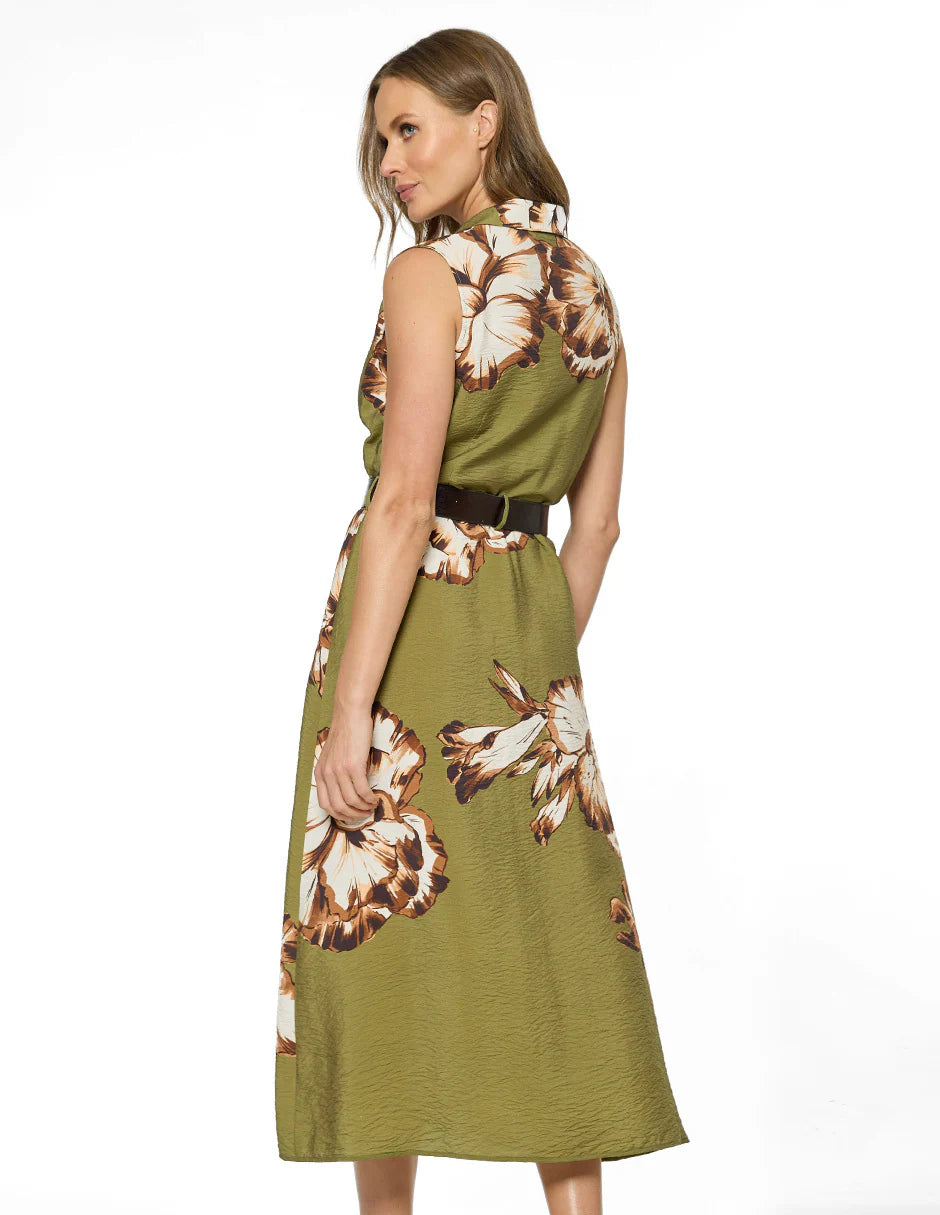 VESTIDO MIDI VERDE ESTAMPADO 126318