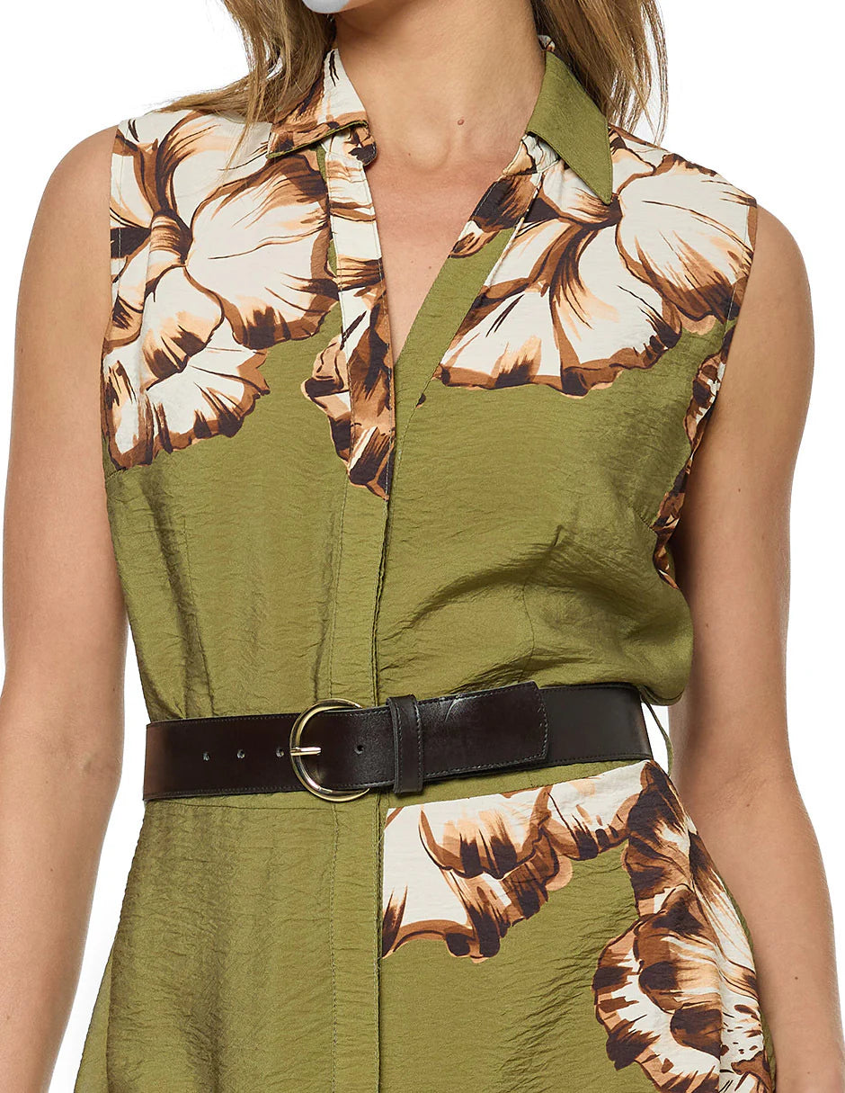 VESTIDO MIDI VERDE ESTAMPADO 126318