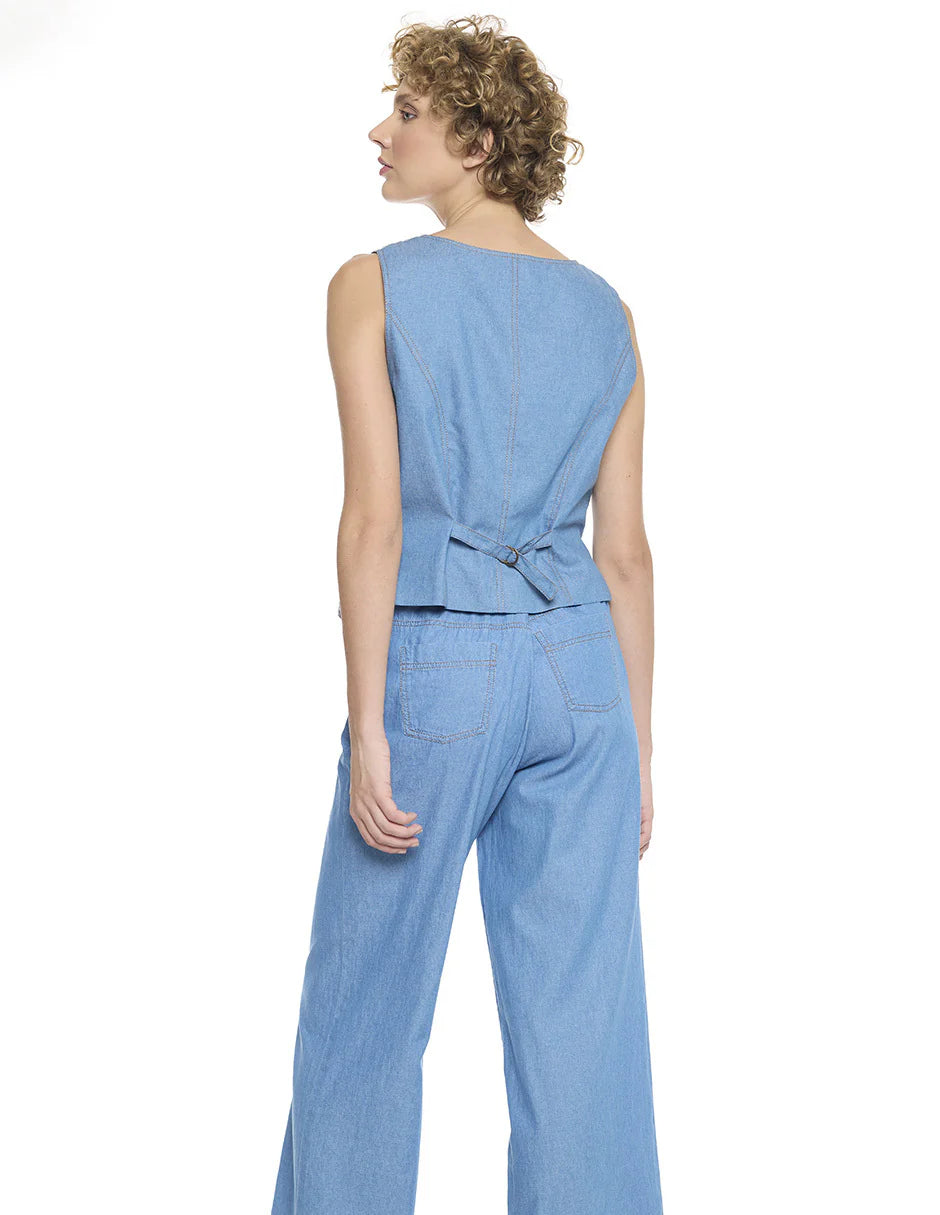 CHALECO AZUL BORDADO 126860