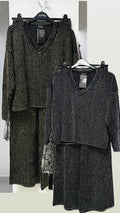 CONJUNTO NEGRO/PLATA TEJIDO L33397