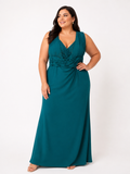 VESTIDO LARGO TURQUESA BORDADO 8281