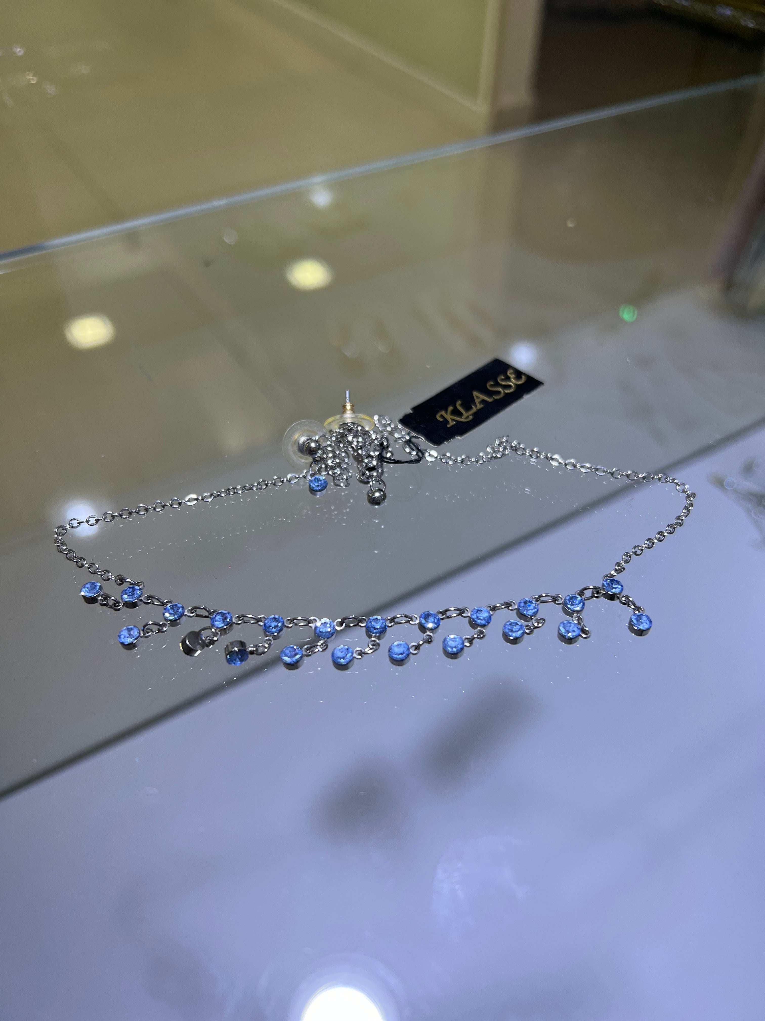COLLAR Y ARETES AZUL