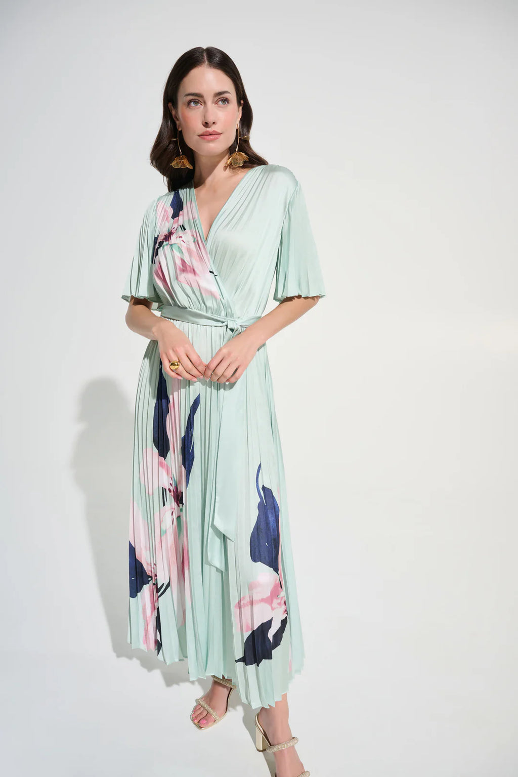 VESTIDO MIDI VERDE MENTA PLISADO 262712