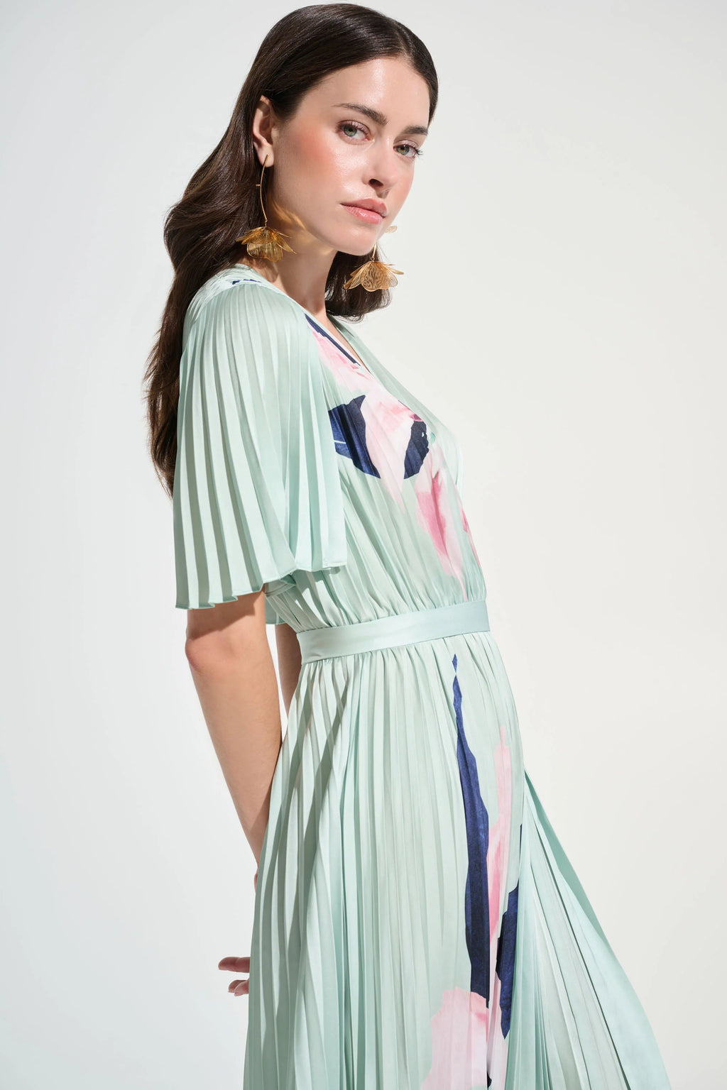 VESTIDO MIDI VERDE MENTA PLISADO 262712