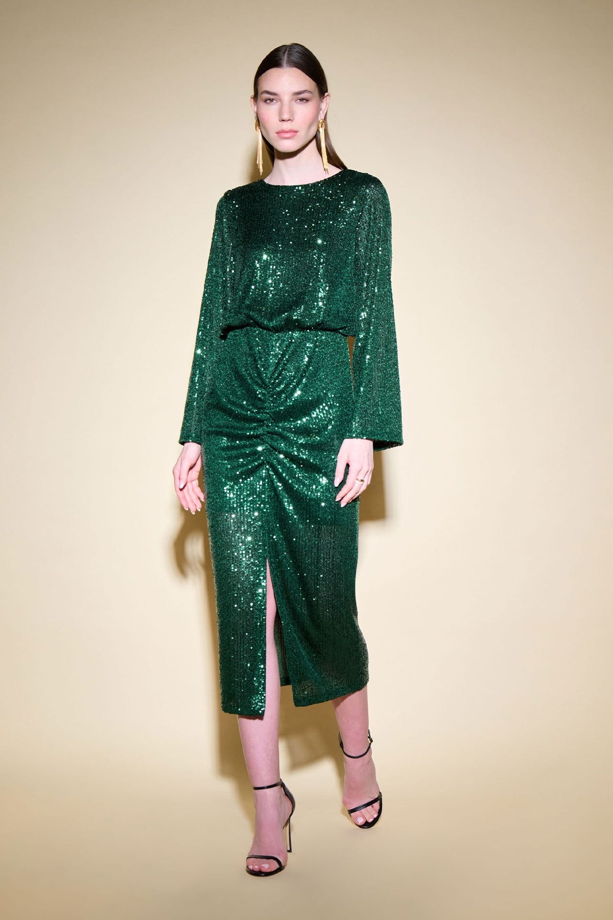 VESTIDO MIDI LENTEJUELAS VERDE
