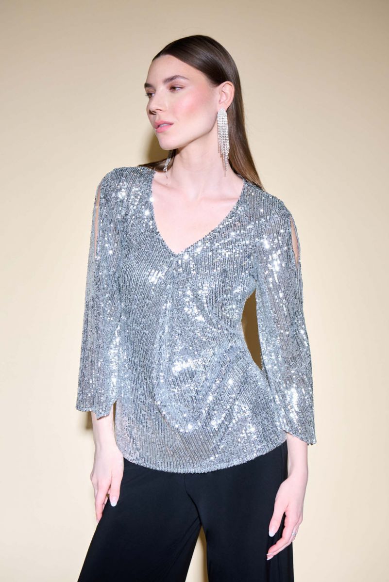 BLUSA LENTEJUELA AZUL REY/PLATA