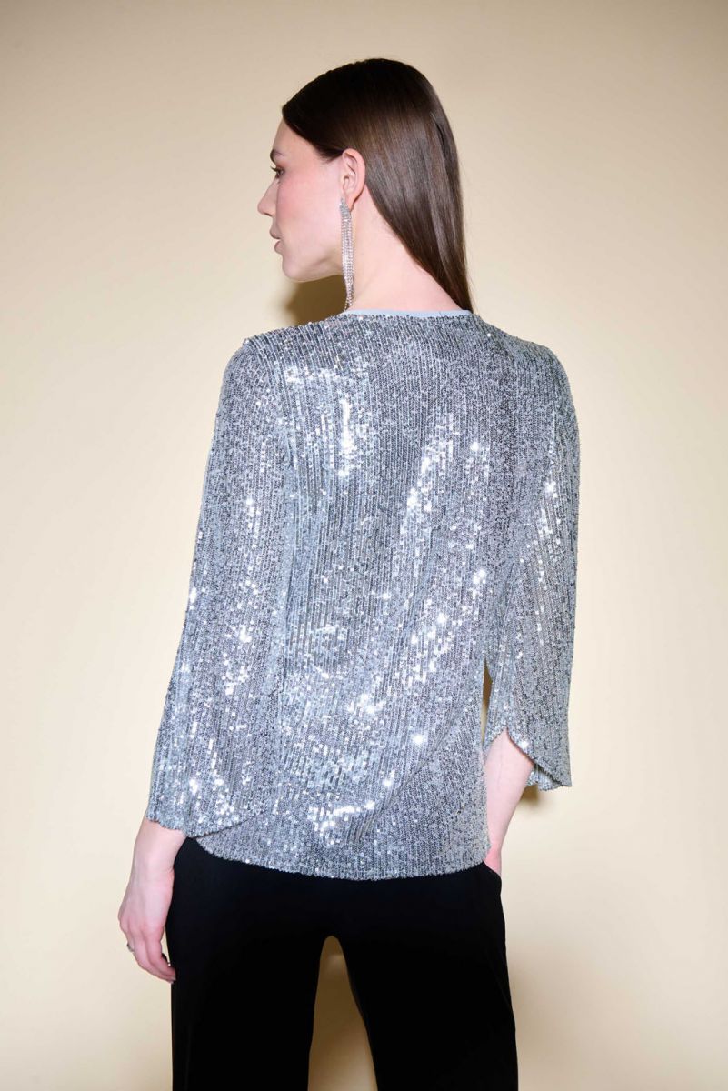 BLUSA LENTEJUELA AZUL REY/PLATA
