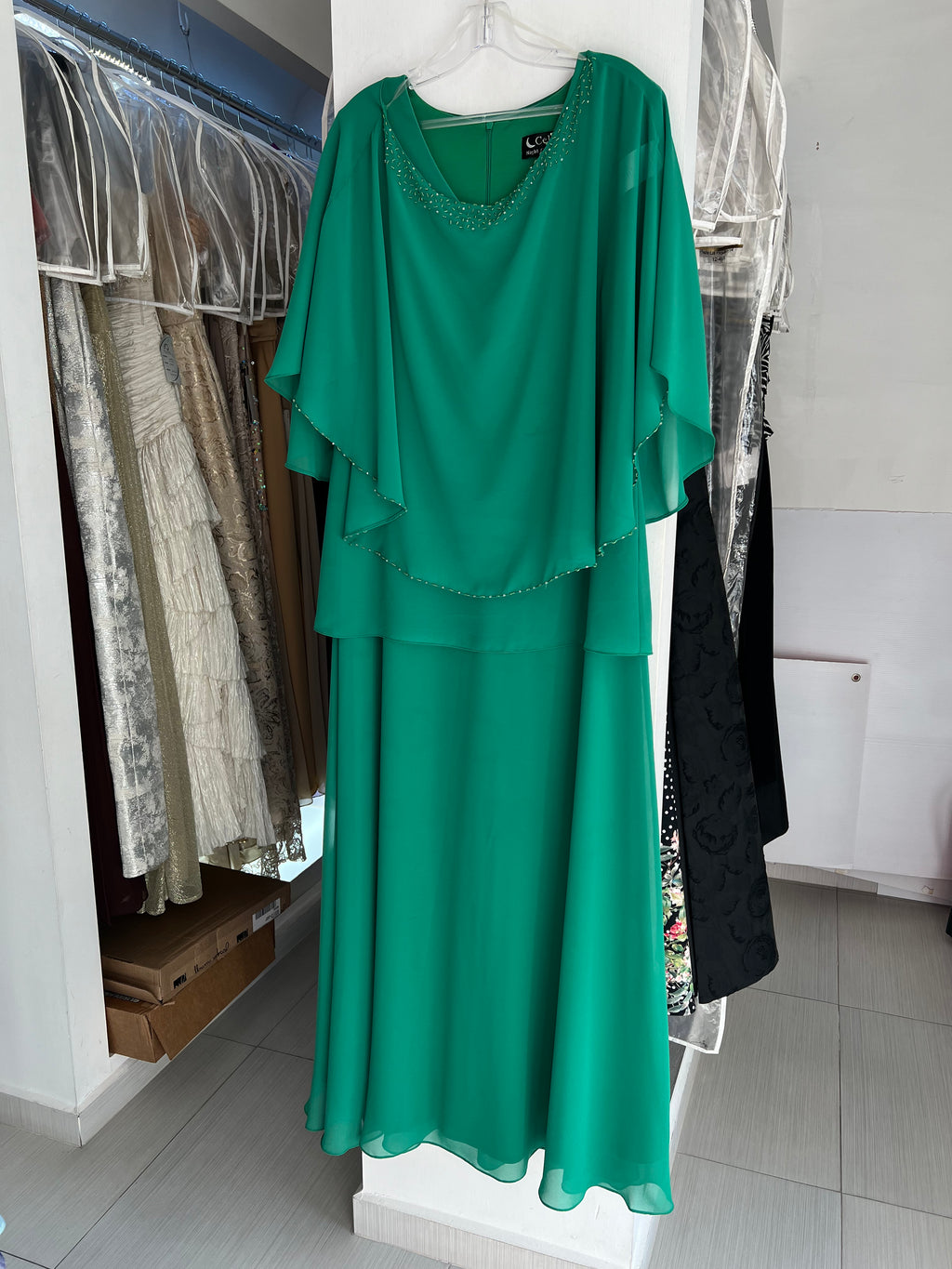 VESTIDO LARGO AZUL REY/VERDE
