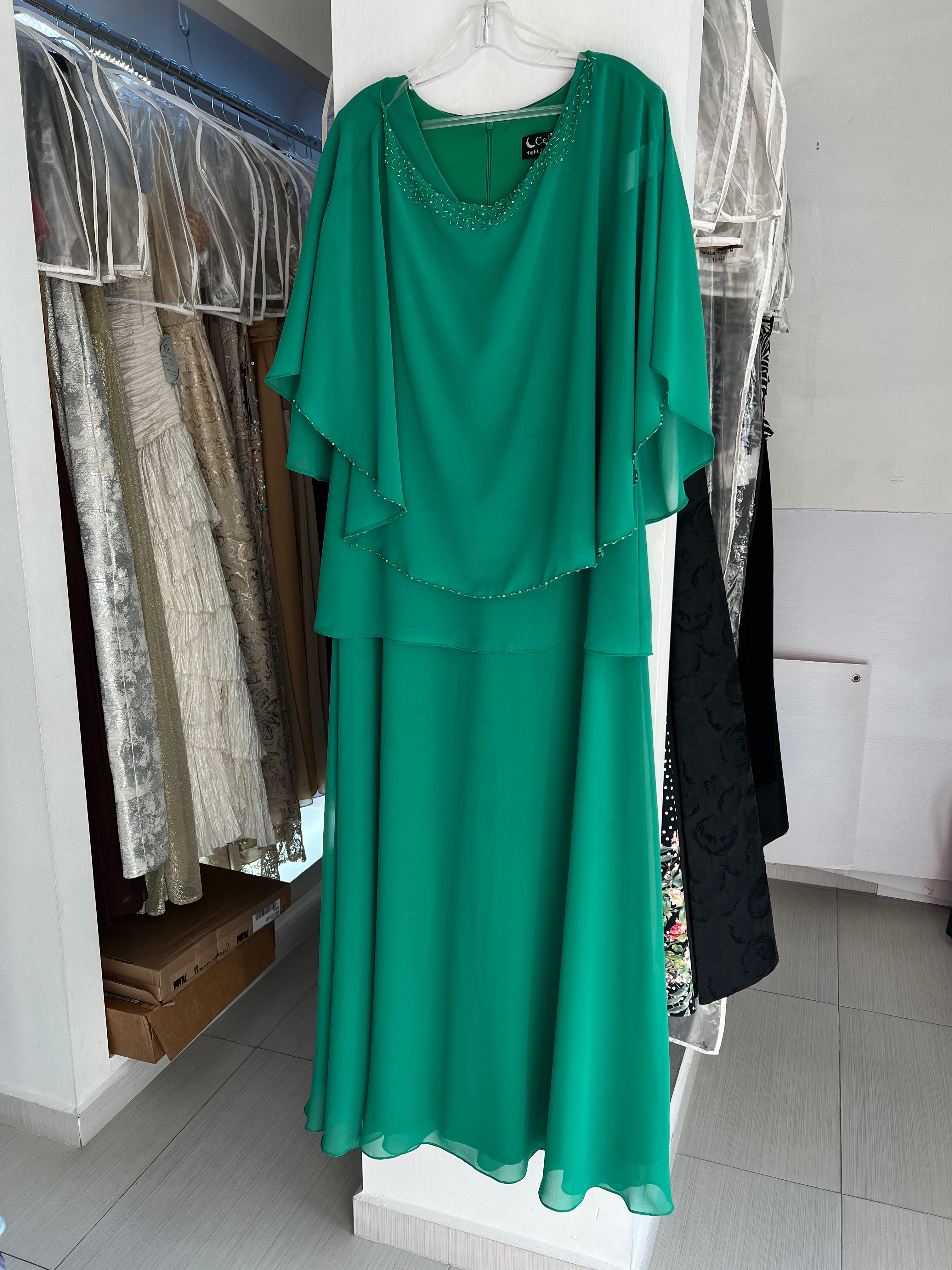 VESTIDO LARGO AZUL REY/VERDE