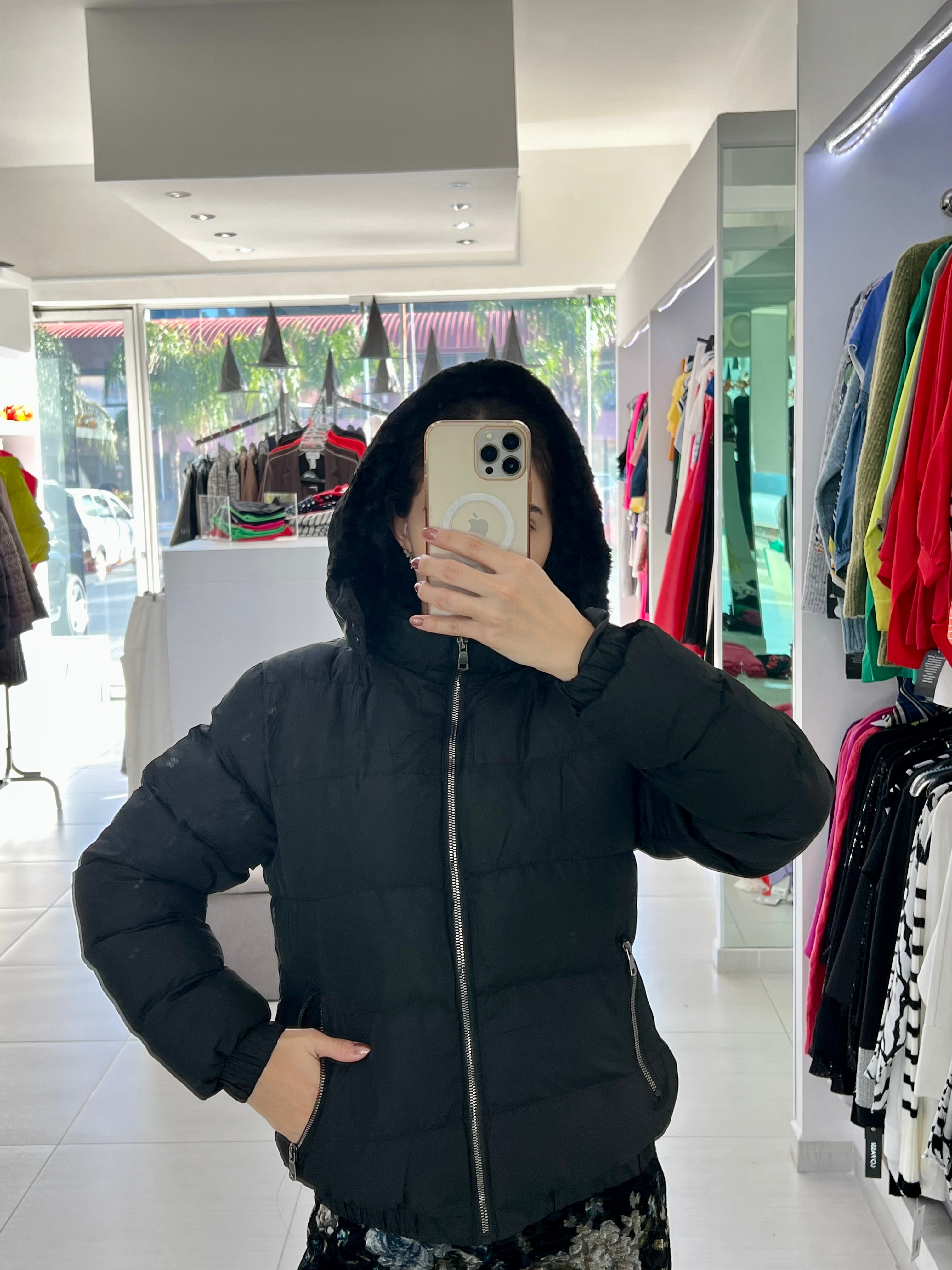 CHAQUETA PUFFER MORADA/NEGRA