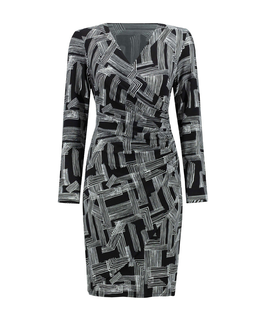 VESTIDO CORTO NEGRO ESTAMPADO