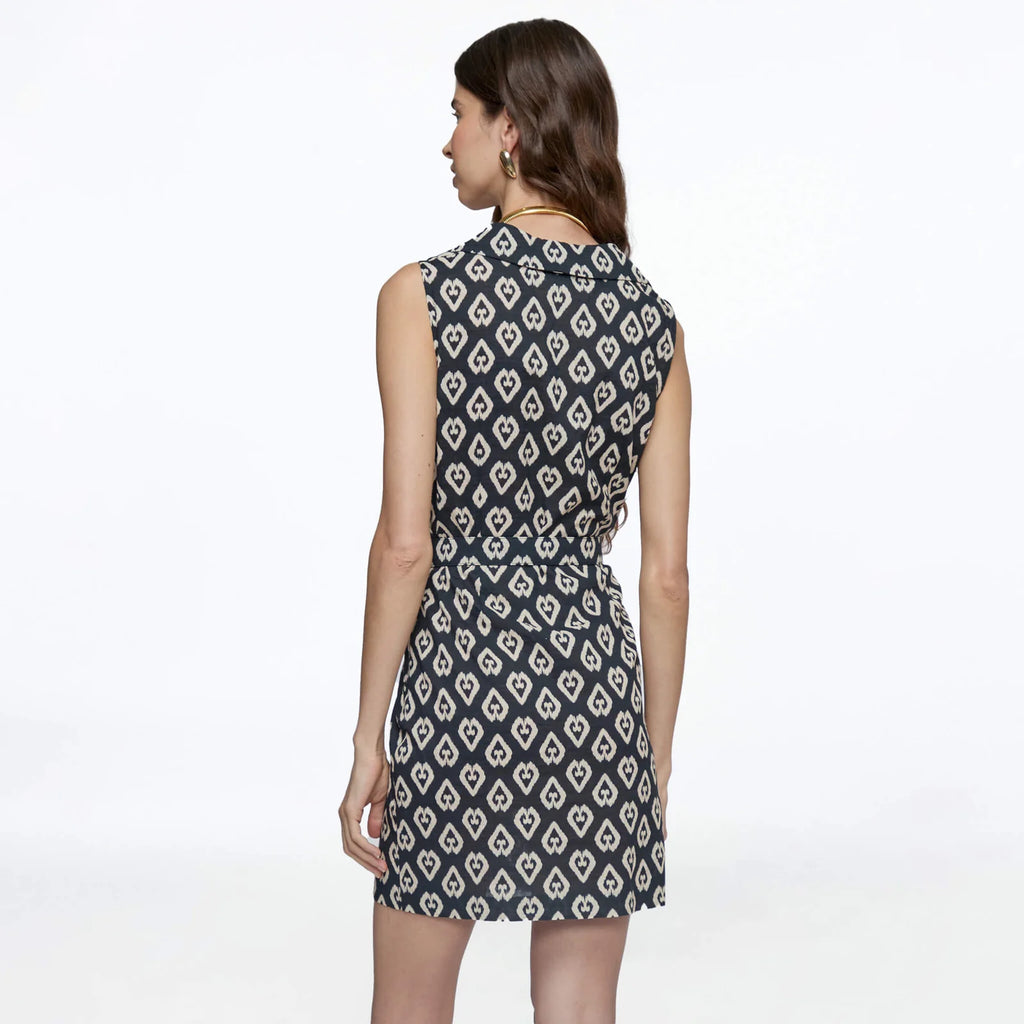 VESTIDO CORTO NEGRO ESTAMPADO R12435