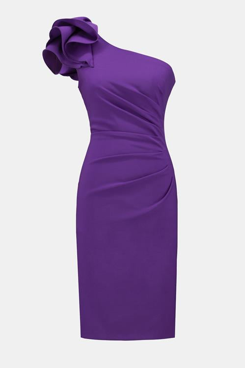 VESTIDO CORTO TURQUESA/UVA UN-HOMBRO 241755