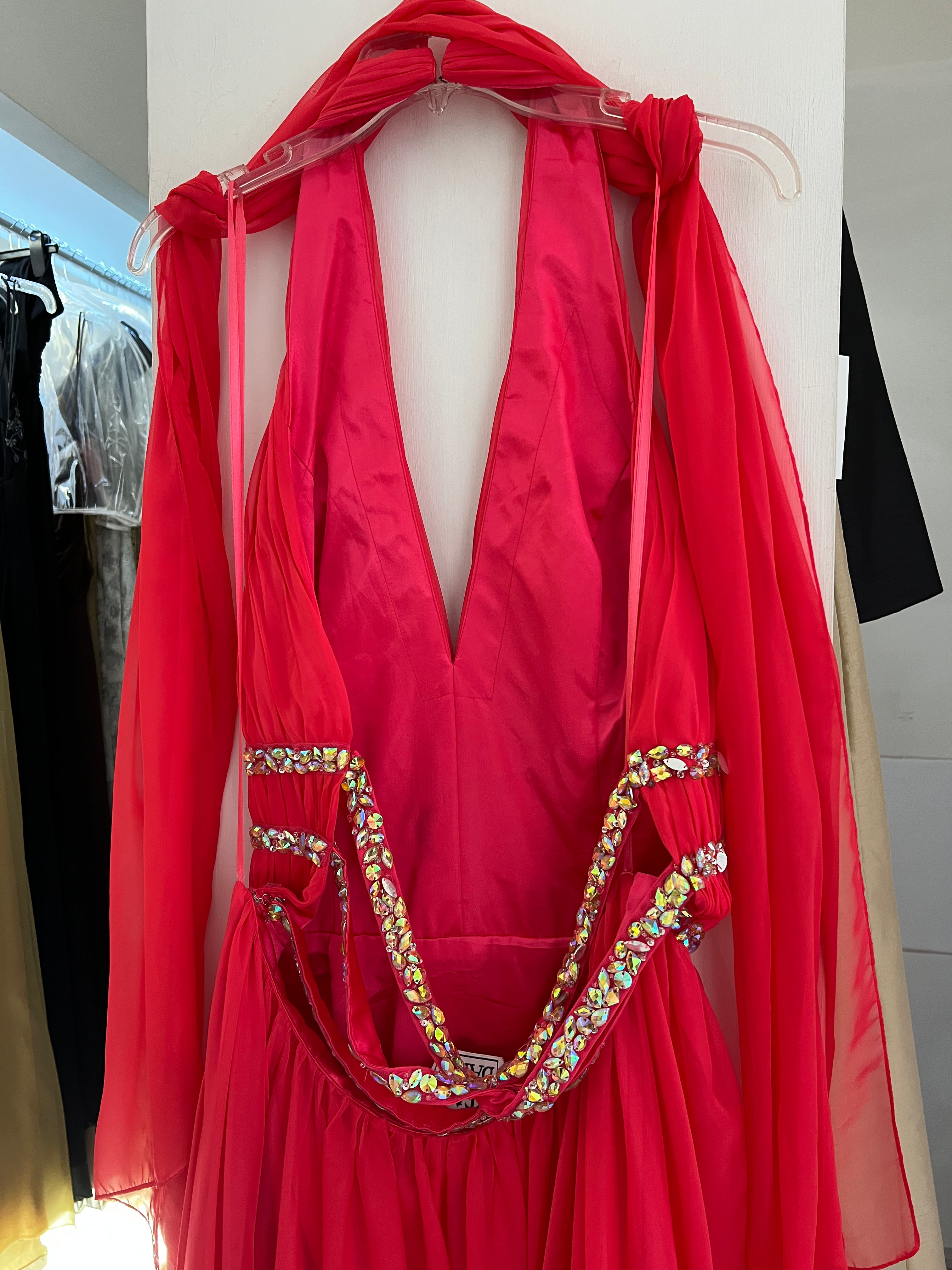 VESTIDO LARGO CORAL BORDADO