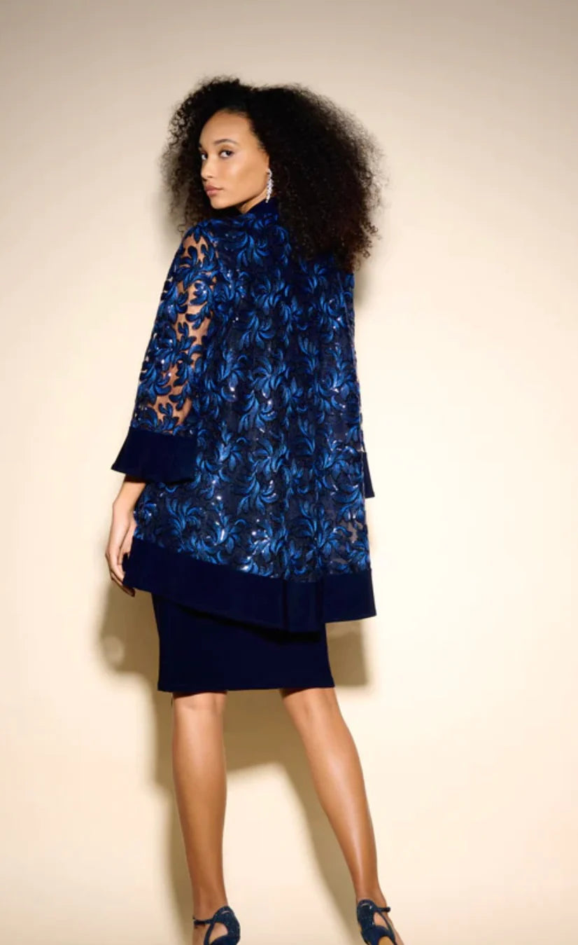 VESTIDO CORTO AZUL MARINO SACO BORDADO