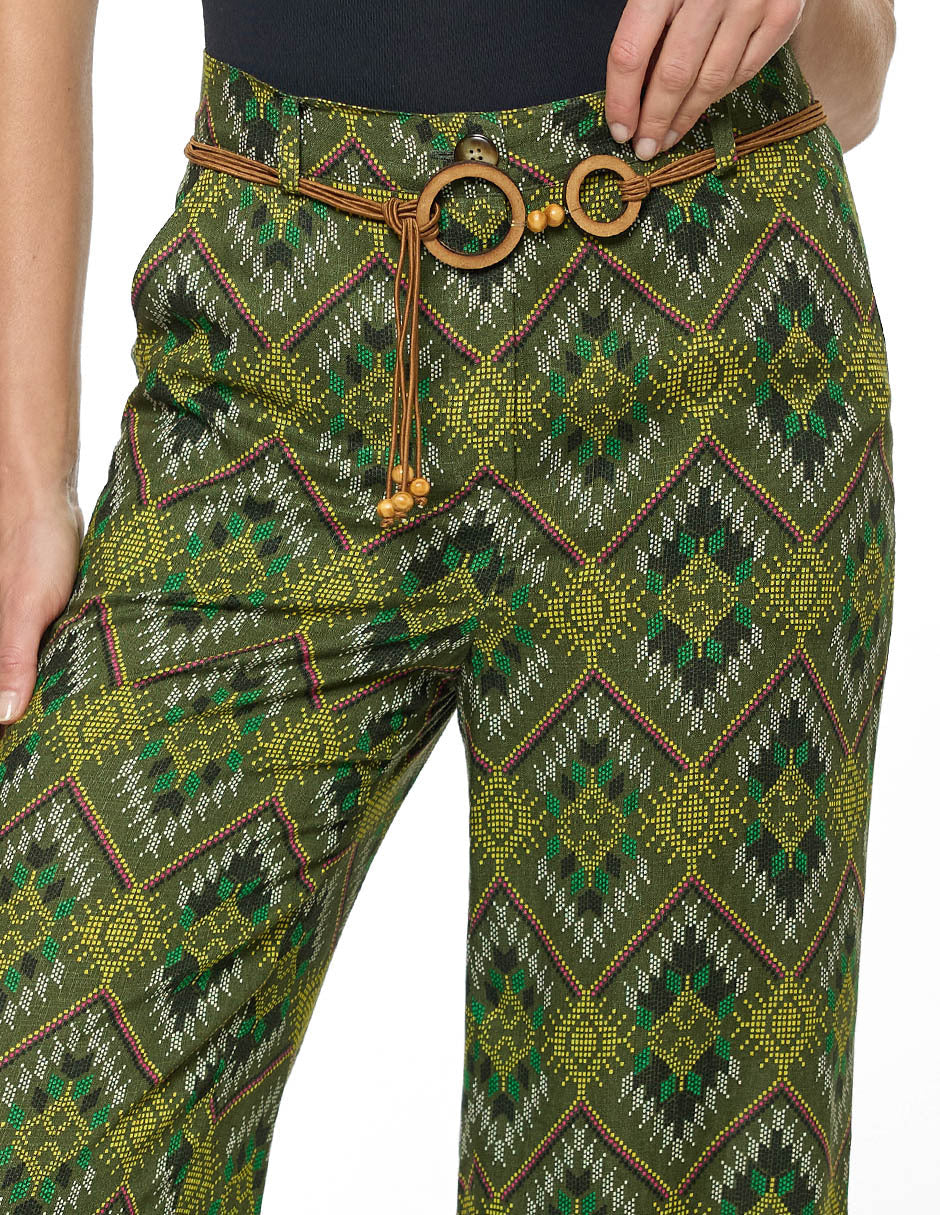 PANTALÓN VERDE ESTAMPADO 126440