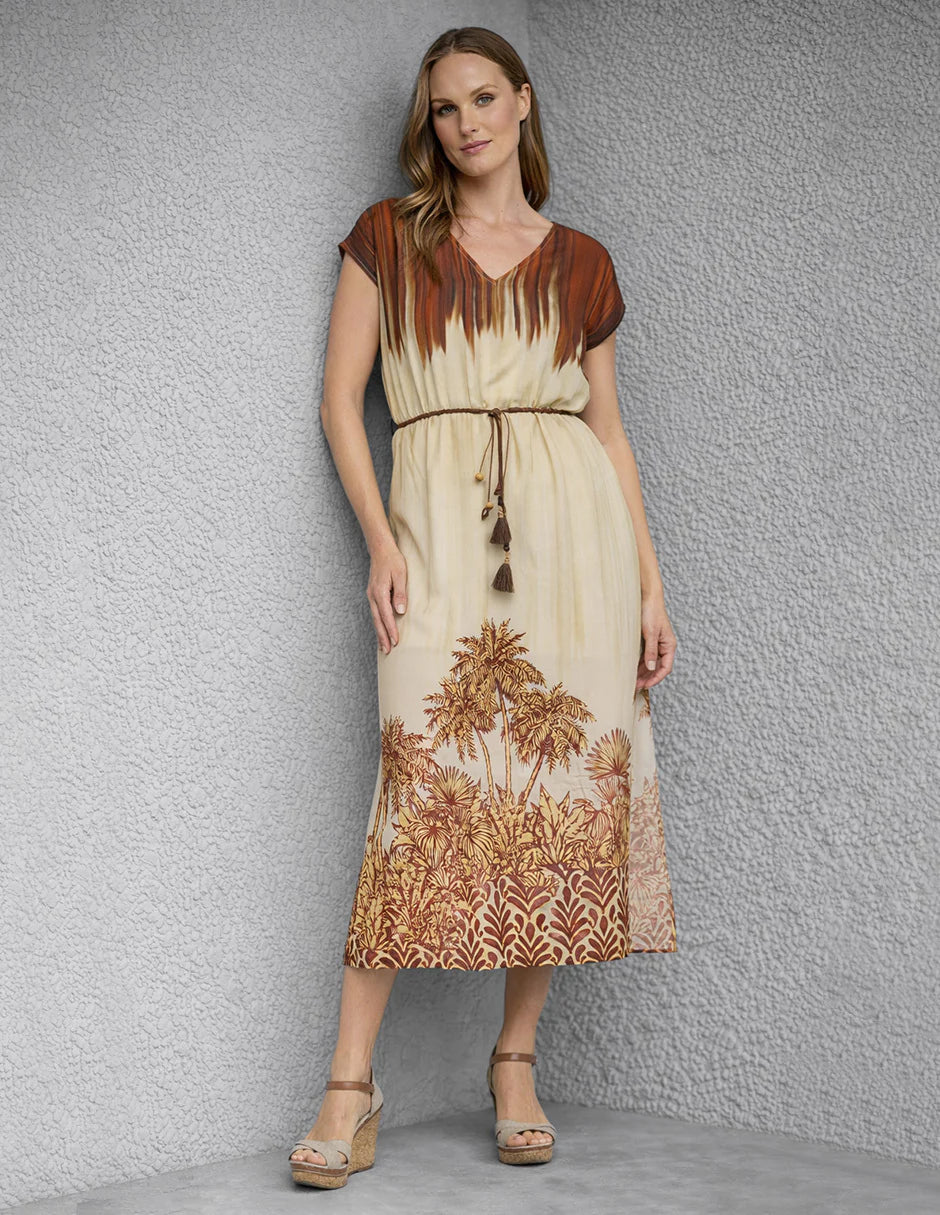 VESTIDO MAXI BEIGE ESTAMPADO 126425